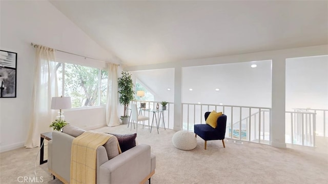 496 Crane Blvd, Los Angeles, CA 90065 - living area featuring carpet floors and lofted ceiling