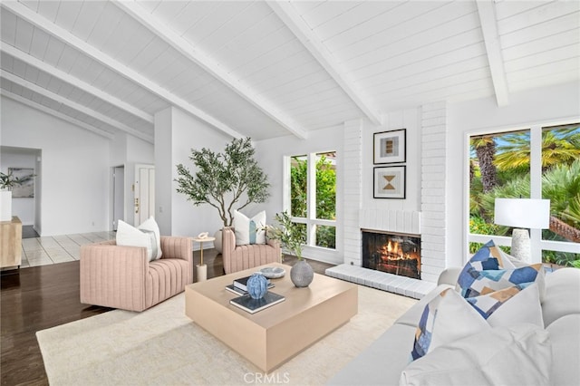 1606 Reef View Cir, Corona Del Mar, CA 92625 - living area featuring a fireplace, wood ceiling, and wood finished floors