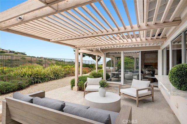 1606 Reef View Cir, Corona Del Mar, CA 92625 - fenced backyard with an outdoor living space, a pergola, and a patio