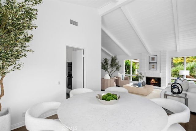 1606 Reef View Cir, Corona Del Mar, CA 92625 - dining room featuring a brick fireplace