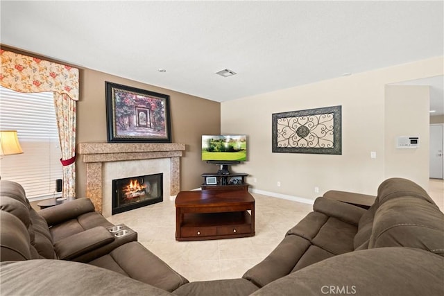 31148 Kahwea Rd, Temecula, CA 92591 - living room with a premium fireplace and tile patterned floors
