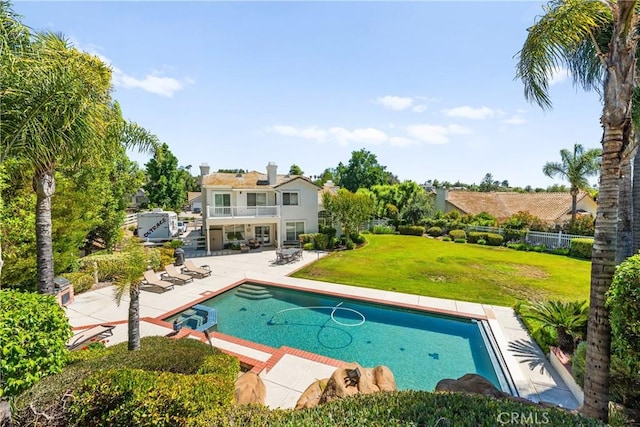 31148 Kahwea Rd, Temecula, CA 92591 - view of swimming pool featuring a patio and a pool with connected hot tub