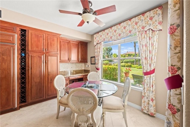 31148 Kahwea Rd, Temecula, CA 92591 - dining room featuring ceiling fan and light tile patterned floors