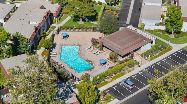 11338 Grand Manan Dr, Cypress, CA 90630 - drone / aerial view of a pool area
