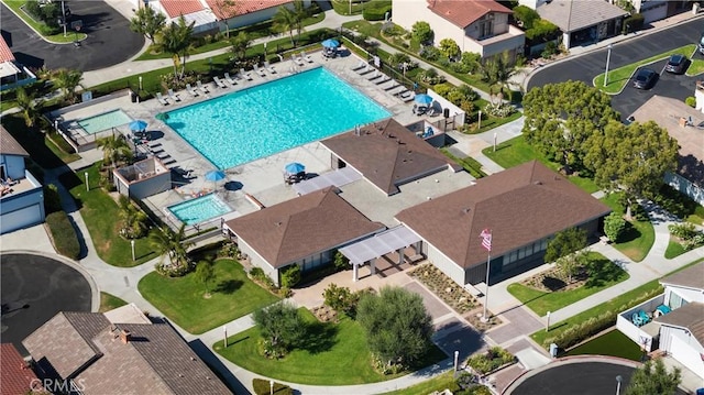 11338 Grand Manan Dr, Cypress, CA 90630 - aerial view of property's location with a pool and nearby suburban area