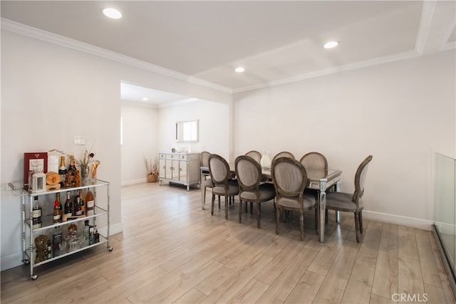 13632 Valerio St Unit 2, Van Nuys, CA 91405 - dining space featuring crown molding, wood finished floors, and recessed lighting
