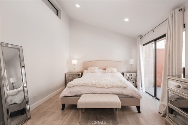 13632 Valerio St Unit 2, Van Nuys, CA 91405 - bedroom featuring light wood-type flooring, recessed lighting, and lofted ceiling