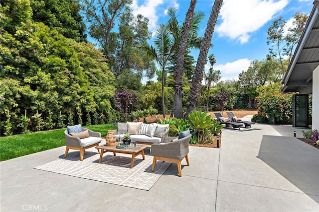 31842 Paseo Cielo, San Juan Capistrano, CA 92675 - view of patio / terrace with outdoor lounge area and view of wooded area