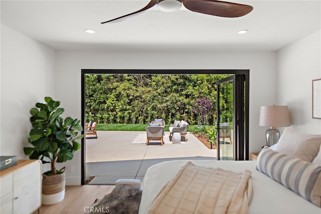 31842 Paseo Cielo, San Juan Capistrano, CA 92675 - bedroom with access to outside, wood finished floors, recessed lighting, and ceiling fan