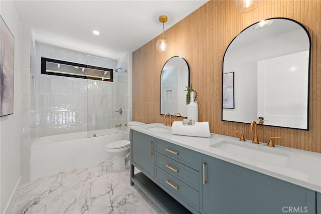 31842 Paseo Cielo, San Juan Capistrano, CA 92675 - full bathroom with double vanity, bathtub / shower combination, and marble finish flooring