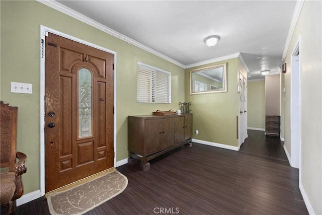 2818 Renegade Ave, Bakersfield, CA 93306 - foyer entrance with crown molding and dark wood-type flooring