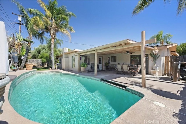 2818 Renegade Ave, Bakersfield, CA 93306 - view of swimming pool featuring a patio area and ceiling fan