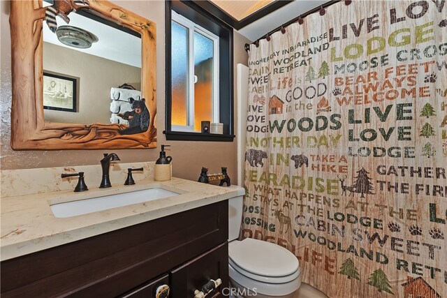 721 Riverside Ave, Sugarloaf, CA 92386 - full bath with vanity and a shower with shower curtain