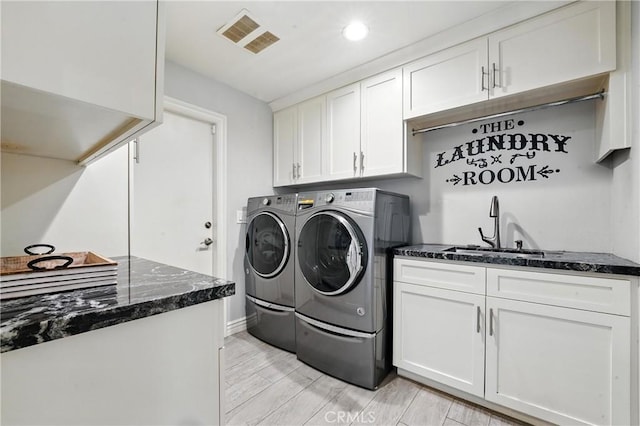 1817 Balboa Way, Upland, CA 91784 - laundry area featuring washing machine and clothes dryer, recessed lighting, light wood-type flooring, and cabinet space
