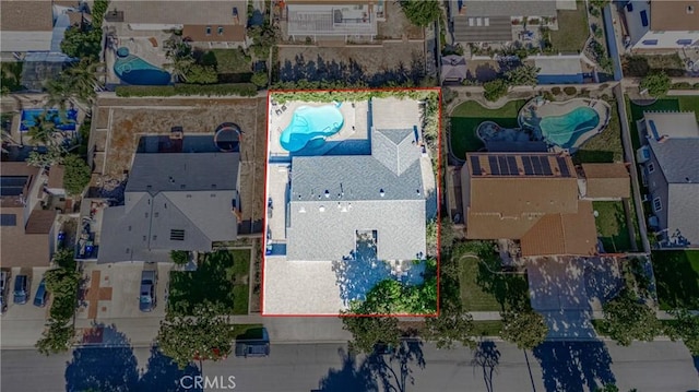 1817 Balboa Way, Upland, CA 91784 - aerial view of residential area featuring a pool area and property parcel outlined