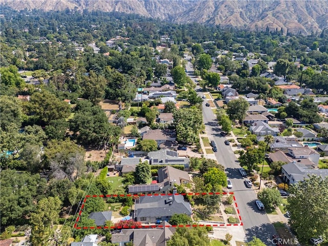 1911 Pepper Dr, Altadena, CA 91001 - aerial perspective of suburban area with a mountain backdrop and property boundaries highlighted