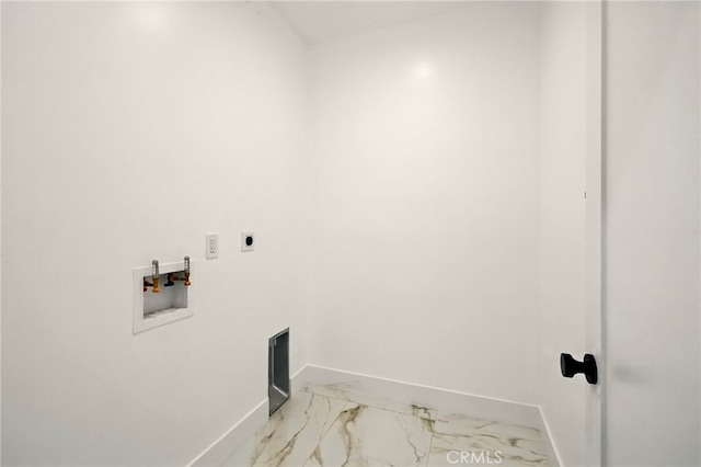 36733 42nd St E, Palmdale, CA 93552 - washroom with hookup for a washing machine, light marble finish flooring, and electric dryer hookup