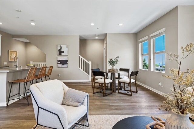109 Alder Rdg, Lake Forest, CA 92610 - living room with stairs, wood finished floors, and recessed lighting