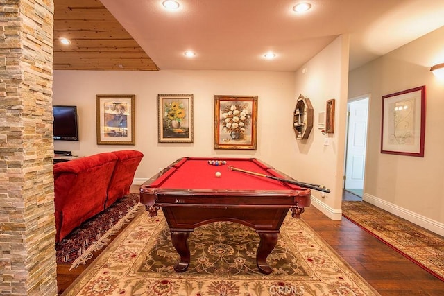 1613 Lassen Way, Pine Mountain Club, CA 93222 - rec room featuring wood-type flooring, recessed lighting, and billiards table