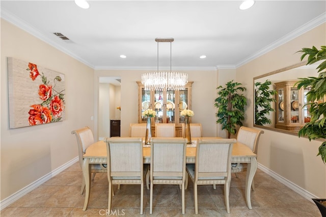 6585 Youngstown St, Chino, CA 91710 - dining room with a chandelier, ornamental molding, and recessed lighting
