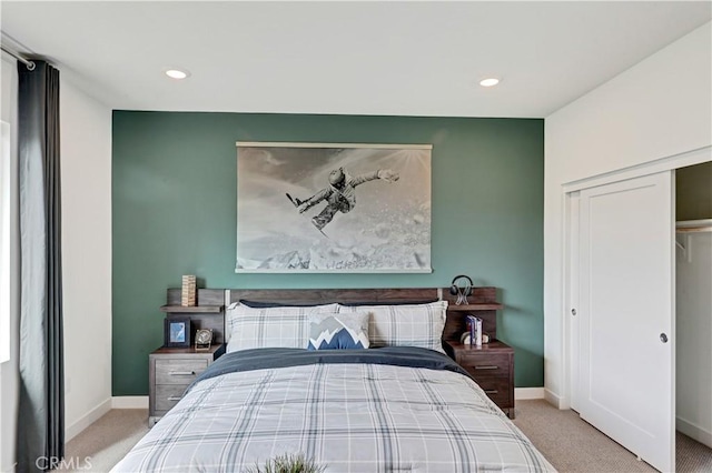 17148 Kent St, Hesperia, CA 92345 - bedroom featuring light carpet, recessed lighting, and a closet