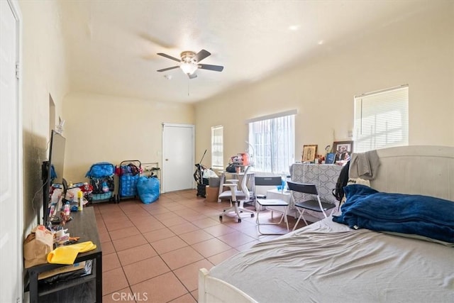 1148 E 43rd, Los Angeles, CA 90011 - tiled bedroom featuring a ceiling fan