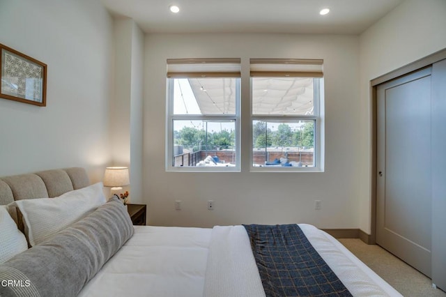 820 Mission St Unit 208, South Pasadena, CA 91030 - bedroom with multiple windows, light colored carpet, recessed lighting, and a closet