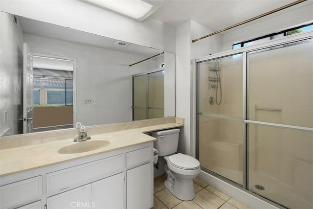 43195 Andrade Ave Unit K, Hemet, CA 92544 - bathroom featuring tile patterned floors, vanity, and a shower stall