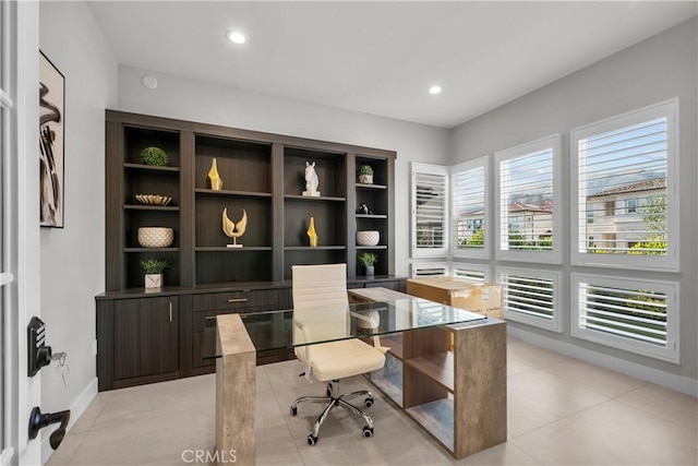 20720 W Liana Ct, Porter Ranch, CA 91326 - office area with light tile patterned floors and recessed lighting