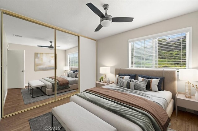 439 Acaso Dr, Walnut, CA 91789 - bedroom featuring wood finished floors, a closet, and a ceiling fan