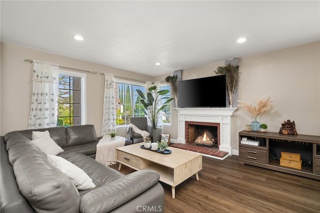 439 Acaso Dr, Walnut, CA 91789 - living area featuring wood finished floors, recessed lighting, and a fireplace