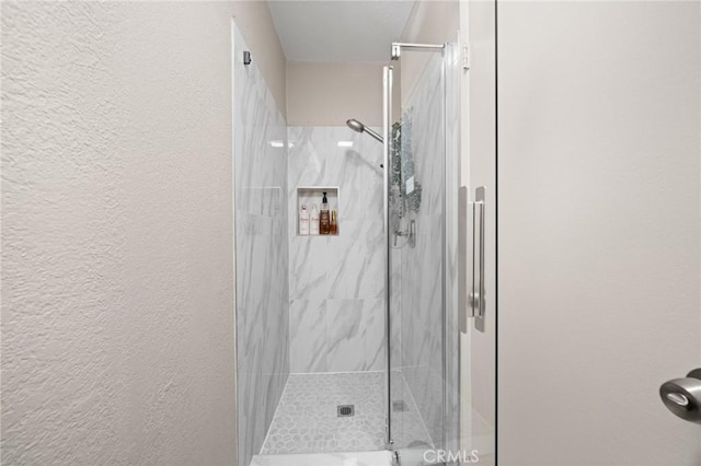 439 Acaso Dr, Walnut, CA 91789 - bathroom with a marble finish shower and a textured wall