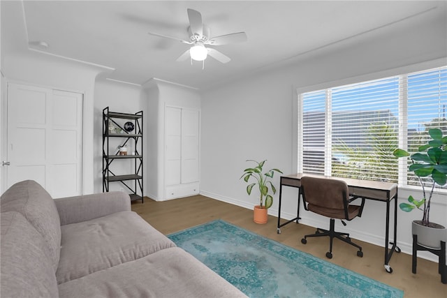 1640 Magnolia Ave, Long Beach, CA 90813 - office featuring ceiling fan and wood finished floors
