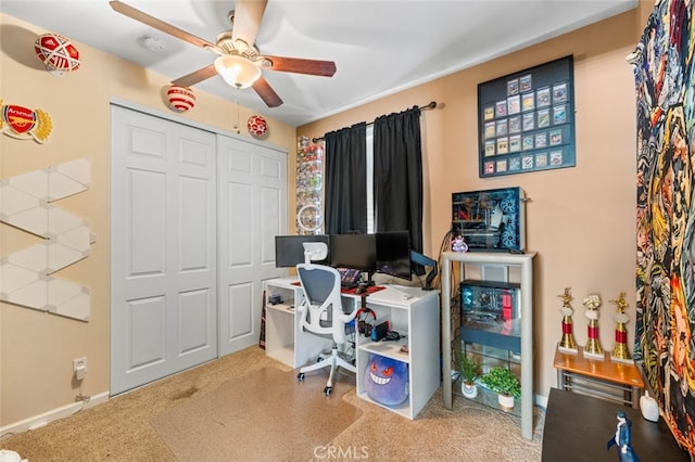 1706 Regents St, Lancaster, CA 93534 - home office with ceiling fan and carpet flooring