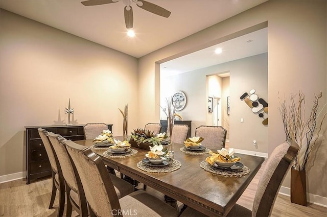 13471 Planet Ct, Riverside, CA 92503 - dining room featuring light wood-style floors, ceiling fan, and recessed lighting