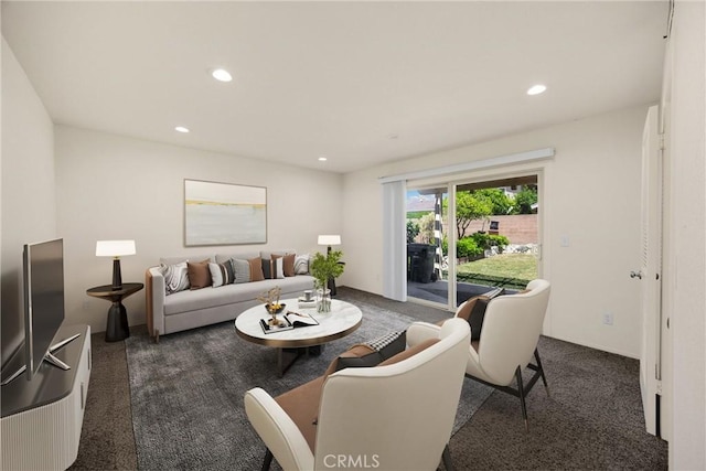 17342 Almelo Ln, Huntington Beach, CA 92649 - carpeted living area featuring recessed lighting