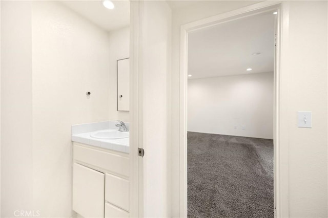 17342 Almelo Ln, Huntington Beach, CA 92649 - bathroom featuring vanity and recessed lighting
