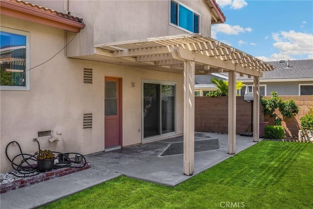 17342 Almelo Ln, Huntington Beach, CA 92649 - back of house with stucco siding, a pergola, and a patio area