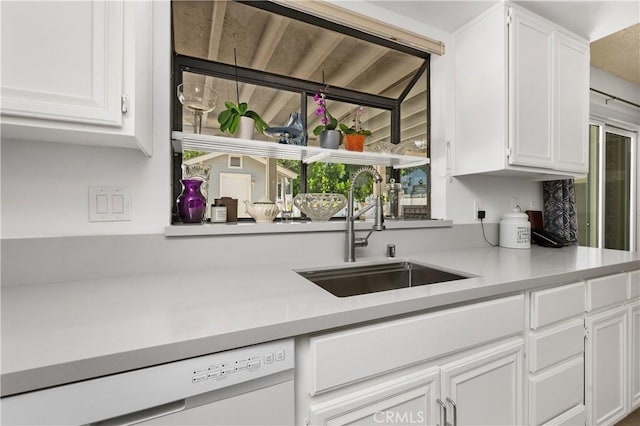 1365 Kroonen Dr, Corona, CA 92882 - kitchen featuring dishwasher, light countertops, and white cabinetry