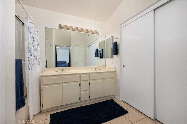 1365 Kroonen Dr, Corona, CA 92882 - bathroom featuring tile patterned floors and double vanity
