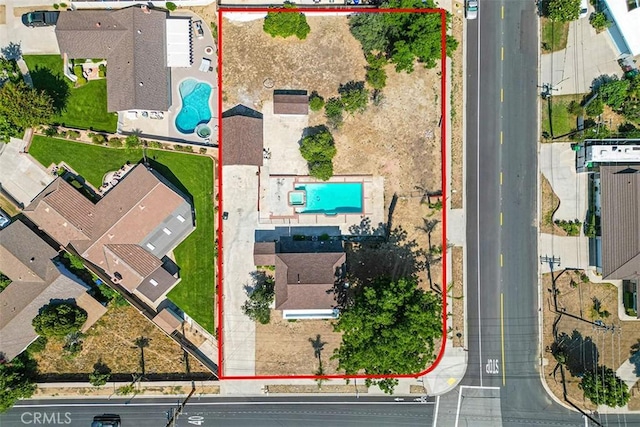 12887 Mount Vernon Ave, Grand Terrace, CA 92313 - aerial view of property and surrounding area with property boundaries highlighted