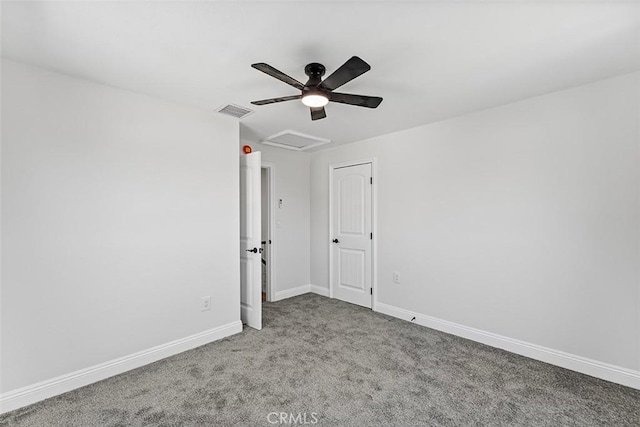 12887 Mount Vernon Ave, Grand Terrace, CA 92313 - carpeted empty room with a ceiling fan and attic access