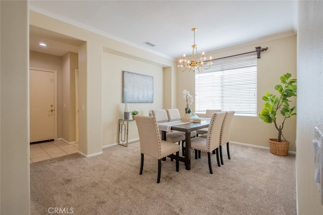 4892 Borders St, Simi Valley, CA 93063 - carpeted dining space with a chandelier and crown molding