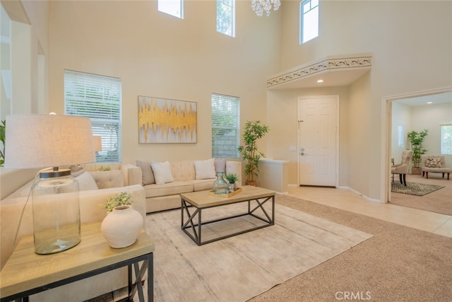 4892 Borders St, Simi Valley, CA 93063 - carpeted living room with a high ceiling and baseboards