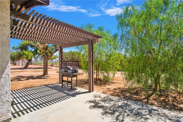7165 Lyons Ave, Hesperia, CA 92345 - view of patio with a pergola and area for grilling