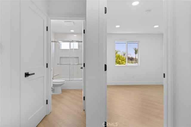 542 N Keystone St, Burbank, CA 91506 - hallway with light wood-type flooring, plenty of natural light, and recessed lighting