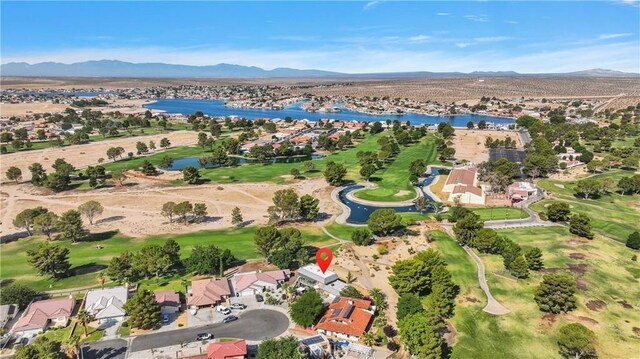 15037 Wildflower Ln, Helendale, CA 92342 - aerial view of property's location featuring a water and mountain view, a golf club, and nearby suburban area