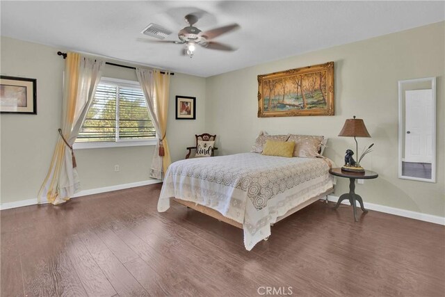 15037 Wildflower Ln, Helendale, CA 92342 - bedroom with wood finished floors and a ceiling fan