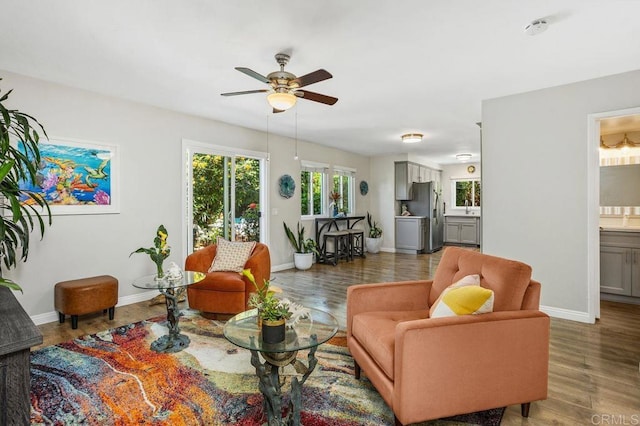 247 Currant Way, Oceanside, CA 92057 - living room with ceiling fan and wood finished floors