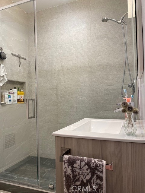 667 S Bronson, Los Angeles, CA 90005 - bathroom with a stall shower and vanity
